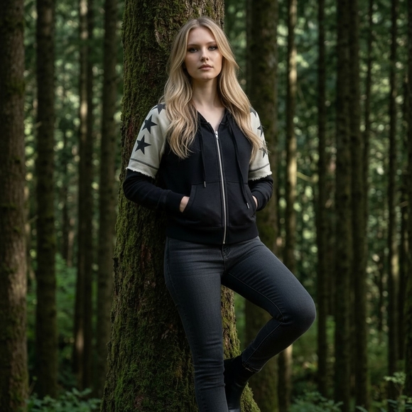 Dolls Kill Tops - NWT Dolls Kill Current Mood Size XL Starry Zip Up Hoodie!